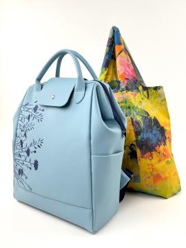 Фото товара: яскравий дует - рюкзак та шопер 250313 блакитний. Фото - 1.