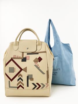 Фото товара: яскравий дует - рюкзак та шопер 250314 бежевий. Фото - 1.
