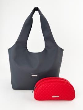 Фото товара: комлект (сумка та косметичка) n25087 графіт. Фото - 1.