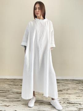 Фото товара: льняна простора сукня біла. Фото - 1.